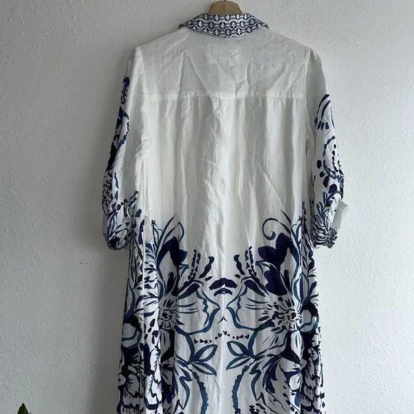 Anthropologie Blue and White Patterned Maxi Dress - Picture 9 of 10
